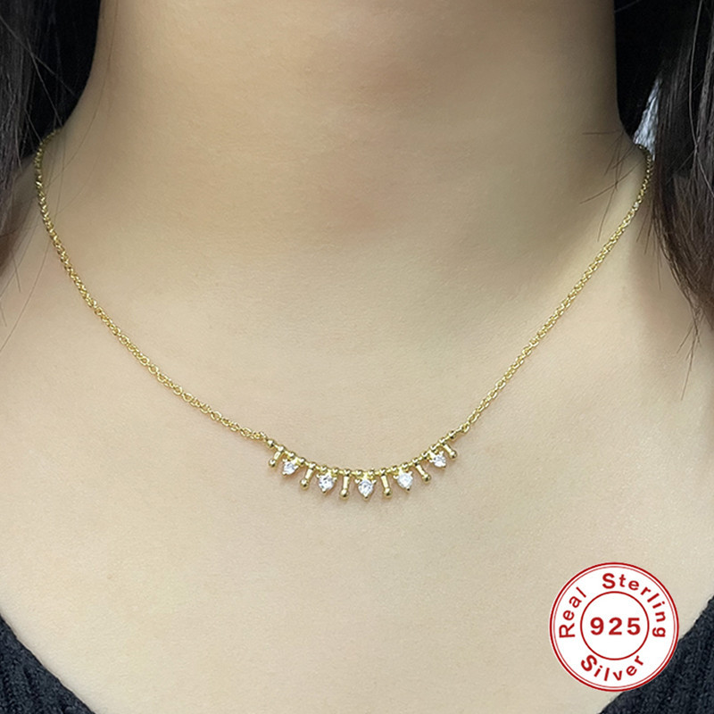 S925 Sterling Silver INS Clip Crown Clavicle Necklace