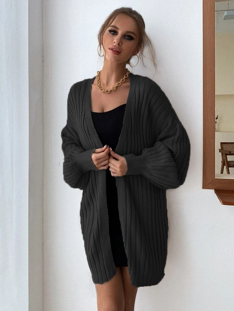 Women's Fashion Cardigan Casual Knitted Sweater Black - Shop at LoveMi