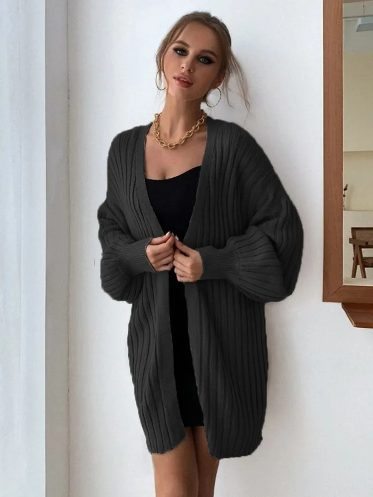 Women's Fashion Cardigan Casual Knitted Sweater - Black