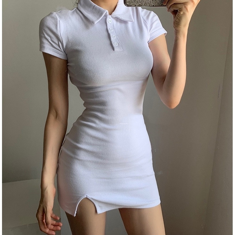 Cotton Side-Slit Midi Dress, picture 4 of 5