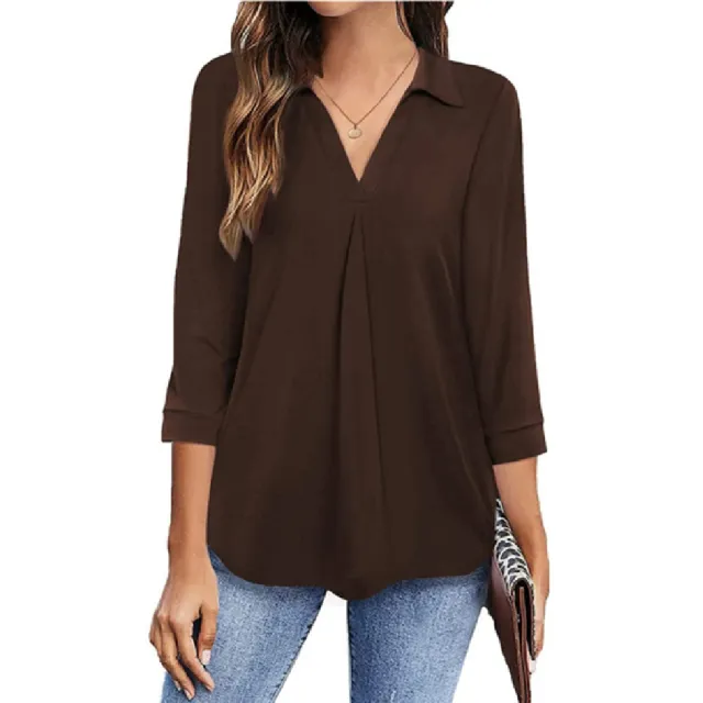 Women's Pullover V neck Tops Brown - Shop at LoveMi