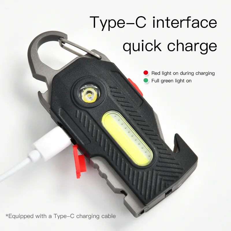 Multifunctional Charging Emergency Light Convenient Keychain Work