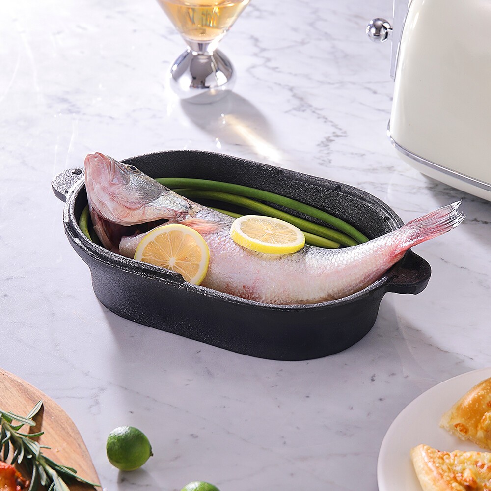 Home 2 In 1 Cast Iron Pot Dutch Oven Stew Pot Skillet Fry