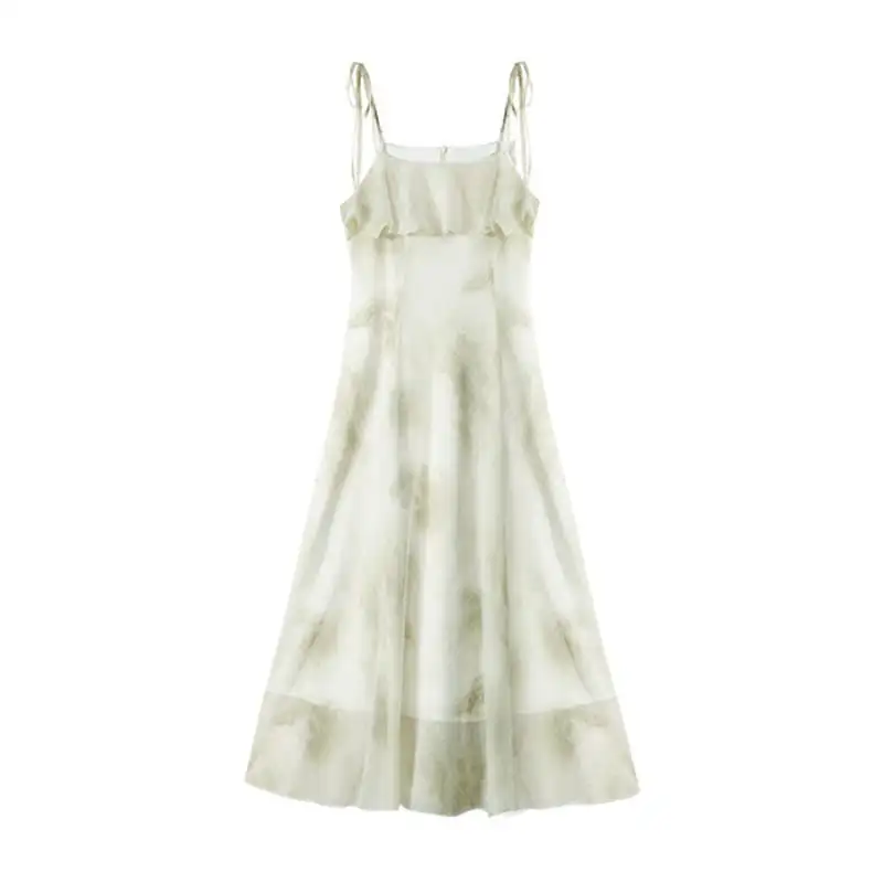 Women's Ruffled Printed Chiffon Suspender Dress