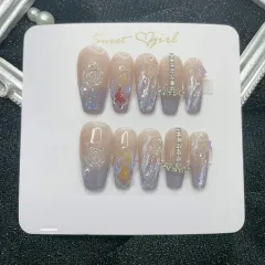 Advanced Bride Hand Customised False Nail Patch - Blue - View 1