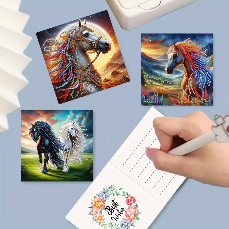 DIY Diamond Painting Kit Birthday Card Kit, Unique Animal And Horse Pattern Design, Water Diamond Diamond Painting Art Mosaic Postcards, Festival Cards Perfect For Families, Friends, And Lovers, Handm — foto 3