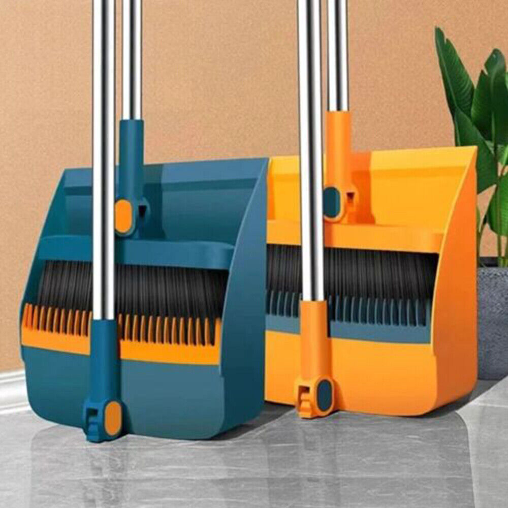Long Handled Dustpan And Brush Set Strong Metal Handle Dust Pan & Broom Sweeper