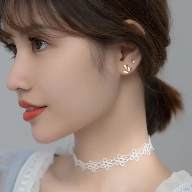 S925 Silver Asymmetric Sweet Butterfly Earrings For Women