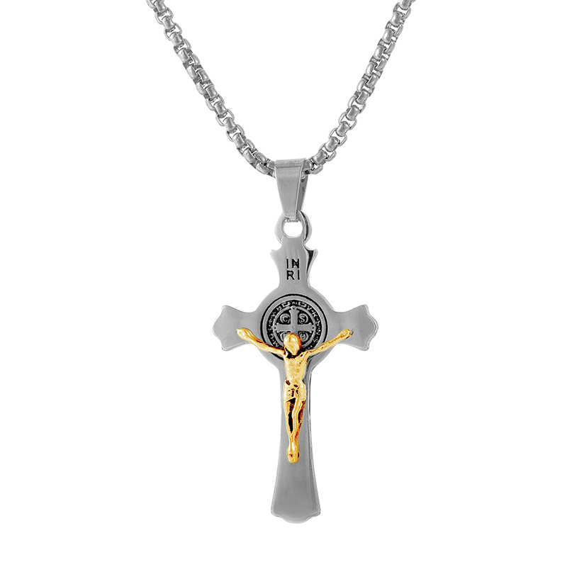 Stainless Steel Trefoil Cross Necklace Pendant Jewelry