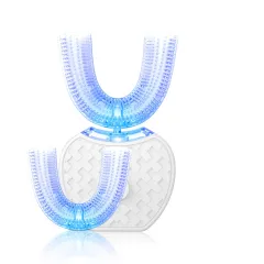 360 Degrees Intelligent Automatic Electric Toothbrush Waterproof U Type Tooth Brush Whitening Blue Light USB Charging - White Head Box Set - View 1