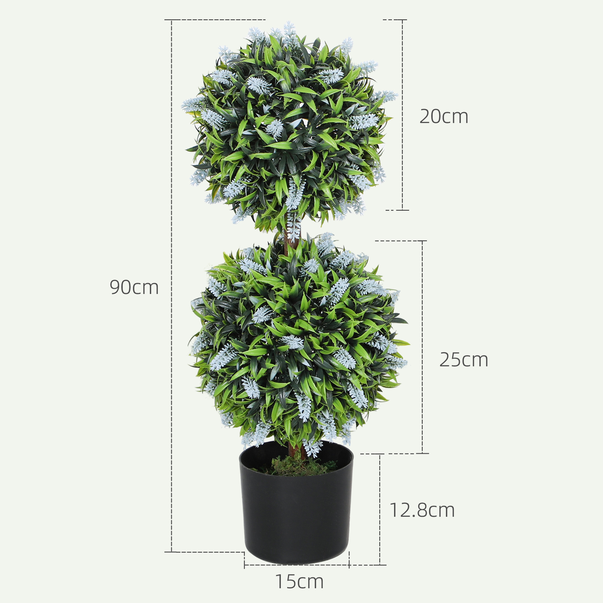 Two-piece Decorative Artificial Plant Ball Tree, With Lavender Potted Plants — image 5