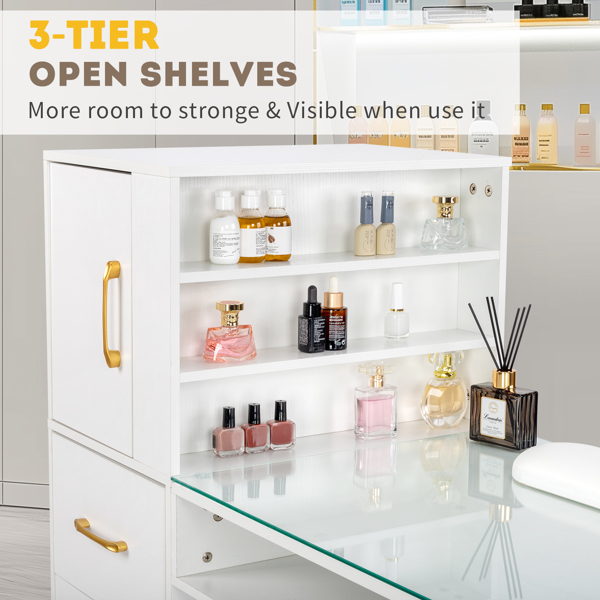 White Relief Particle Board Tempered Glass 141x50x112cm Three Doors And Two... 9