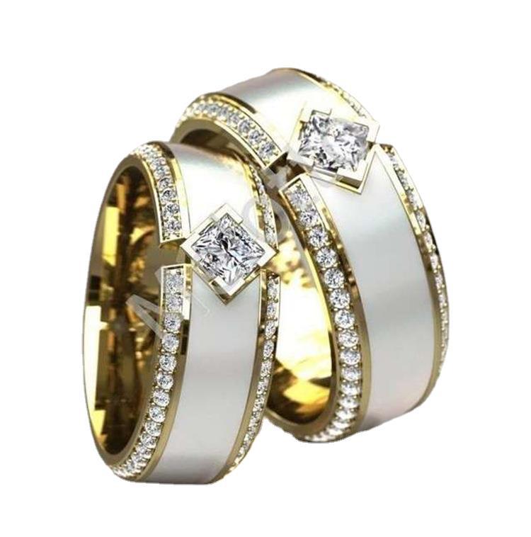 Golden Luxury Handmade Oil Drop Inlaid White Zirconium Single Ring