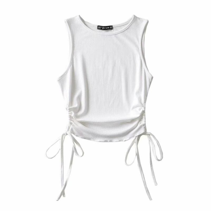 Women's Fashion Slim Side Drawstring Sleeveless Tank Top