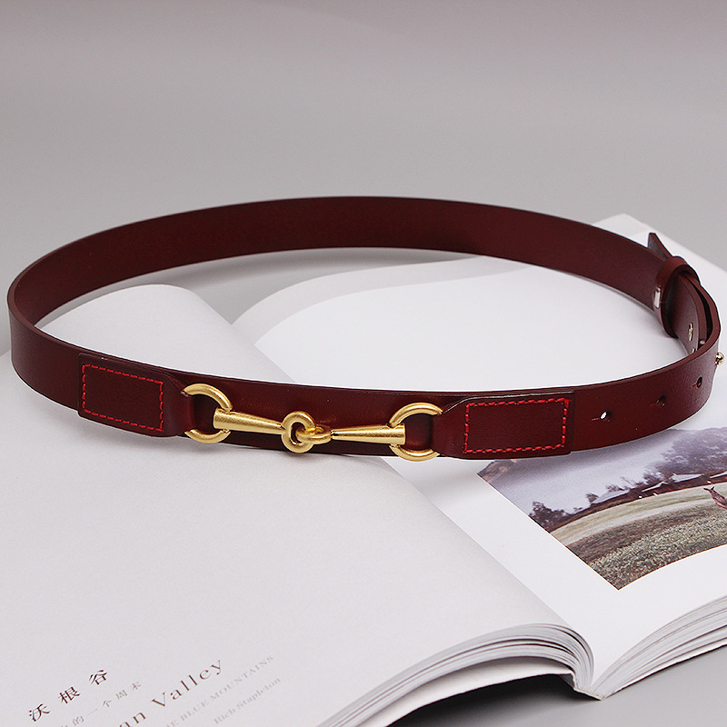 Title 4, Fashion Simple Female Cowhide Horsebit Belt