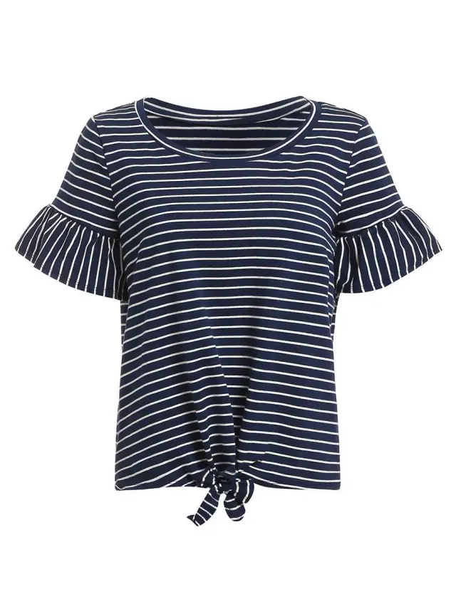 Striped Tie dye 3D Printed Round Neck Casual Straps Short Sleeves 3Style - Shop at LoveMi