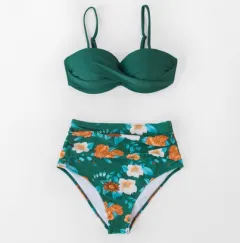Ladies Heart Collar High Waist Two Piece Swimsuit - G-Xl - View 1