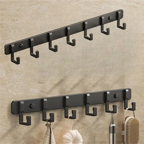 7 Hooks Wall Mounted Hanger Key Coat Clothes Door Holder Rack Hook Aluminum — image 10