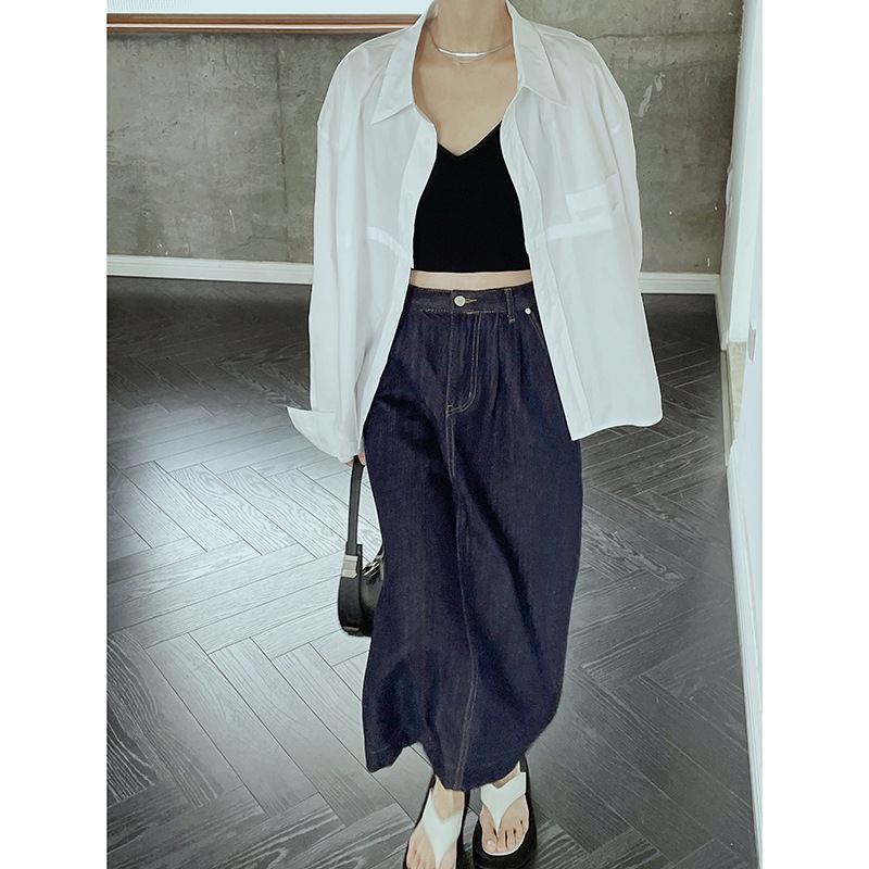 New Women's Simple And Slim H-shaped Loose All-match Denim Skirt