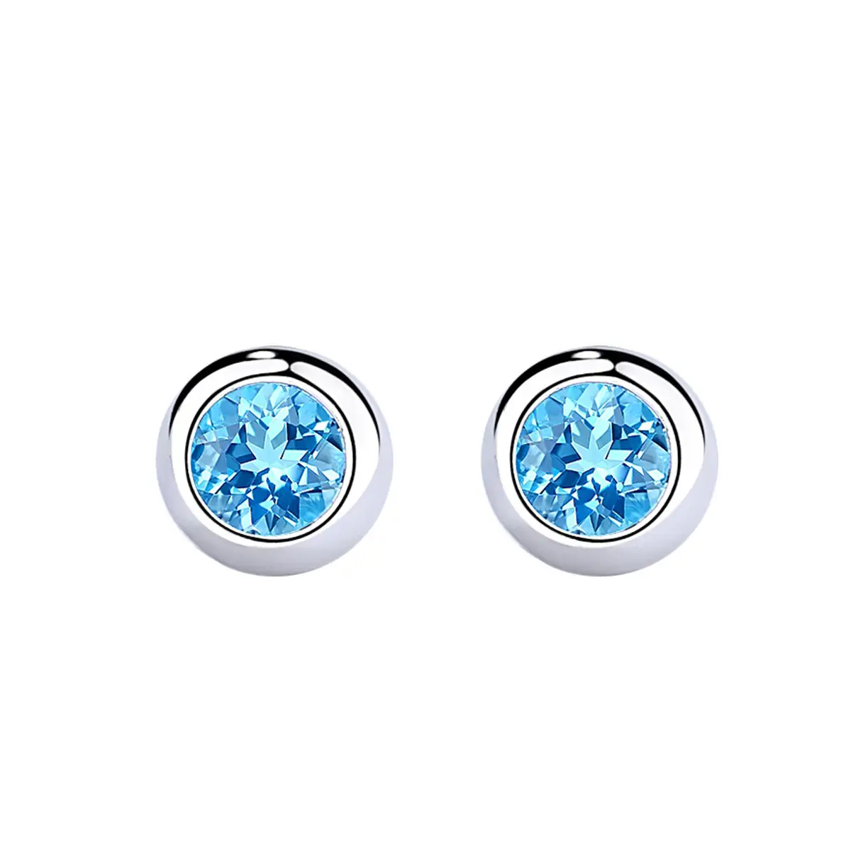 Earrings Women's Korean-style Fashion All-match Blue Zircon Round Studs