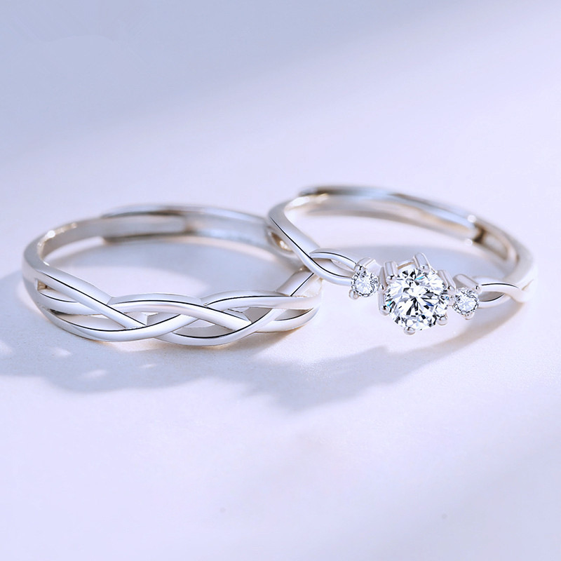 Love Black And White Electrocardiogram Couple Ring