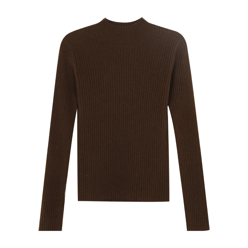 Womens Half High Collar Wool Knitted Bottoming Shirt