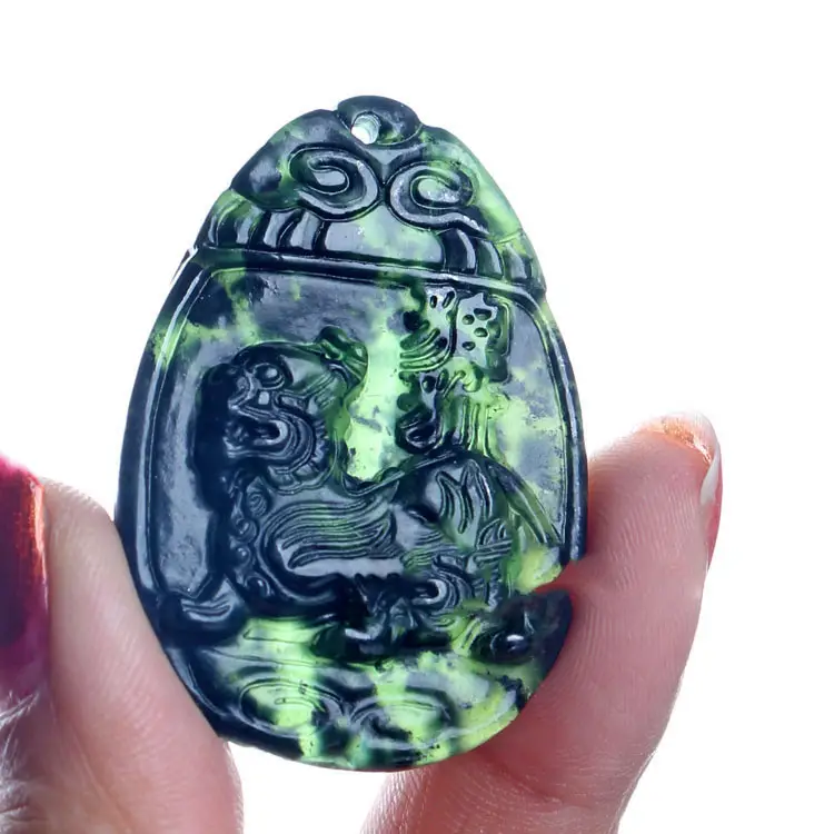 Stone Snake Pattern Stone Jade Black Tag Pendant