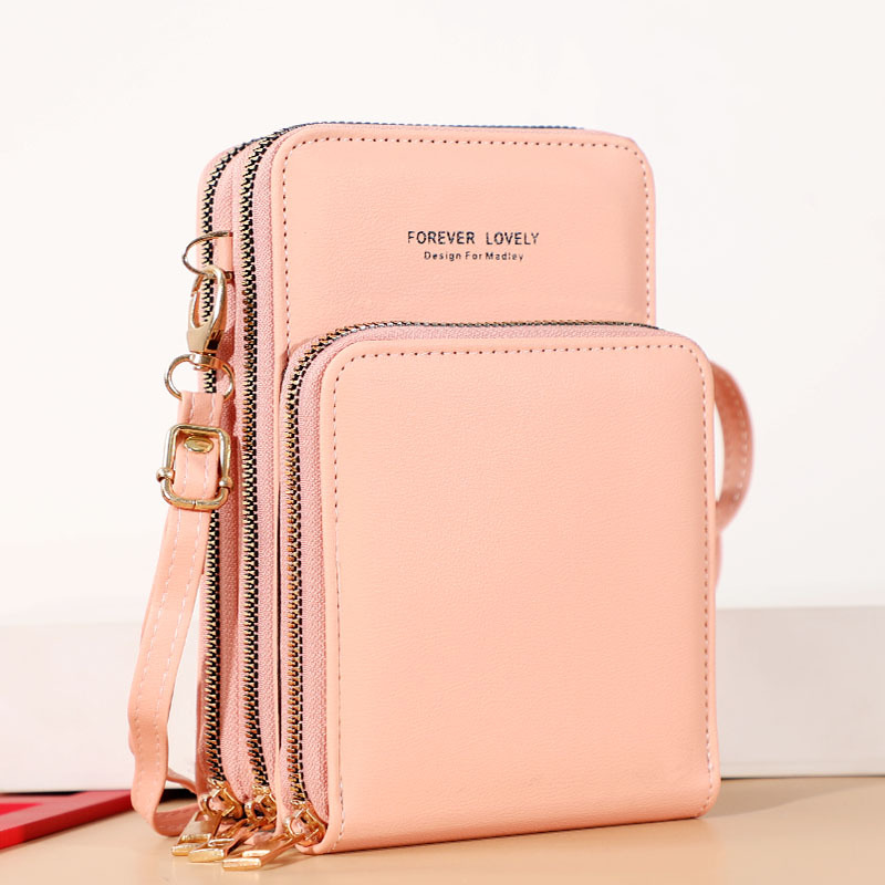 Large capacity Multi functional Solid Color Fashion Simple Shoulder Bag Women's Pink - Shop at LoveMi