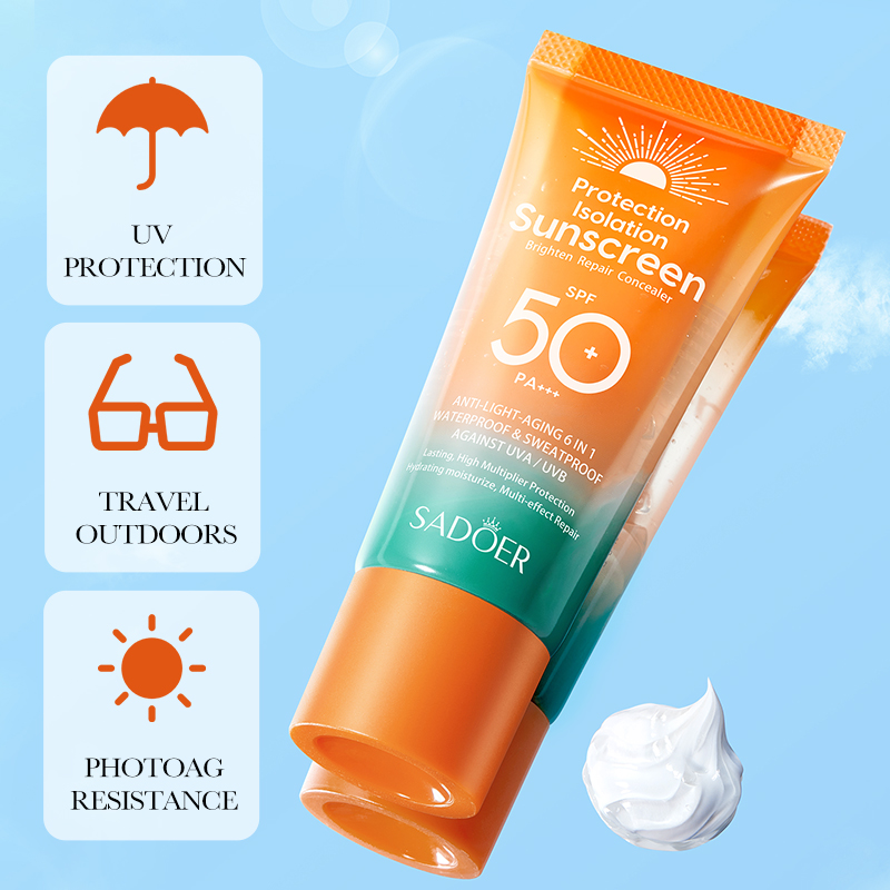SADOER Dual-Tube Multi-Effect Repairing Isolation Sunscreen 50g — foto 6