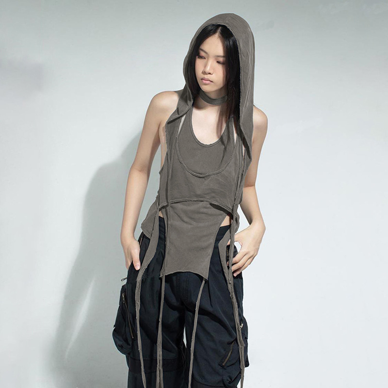 Suspender Backless Slim Irregular Lacing