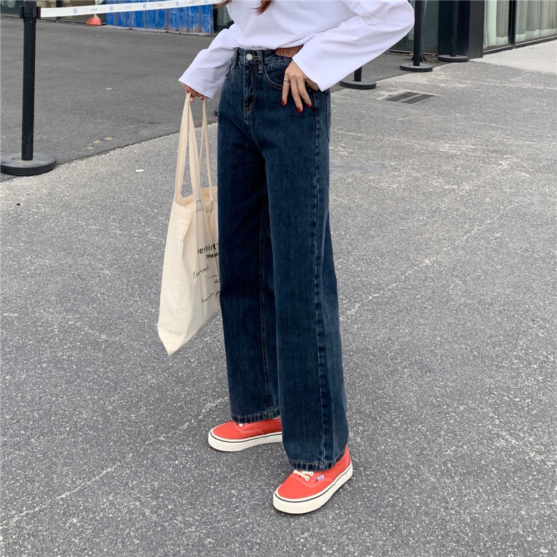 Women's Fall Retro High Waist Wide Leg Loose Jeans