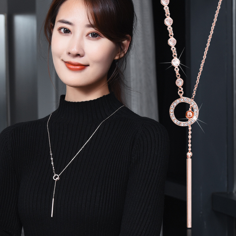 Wholesale Long Sweater Necklaces For Women, Minimalist Premium Korean Style Pendant, Versatile Autumn Winter Fashion Clothing Accessories