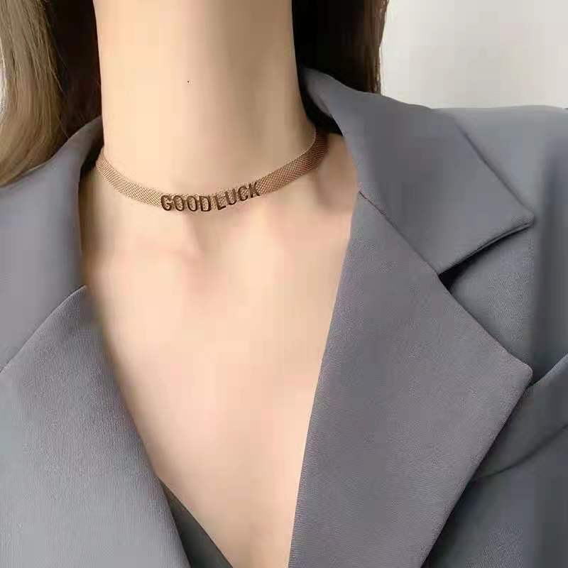 Letter Necklace Collar Jewelry 14K Gold Plated