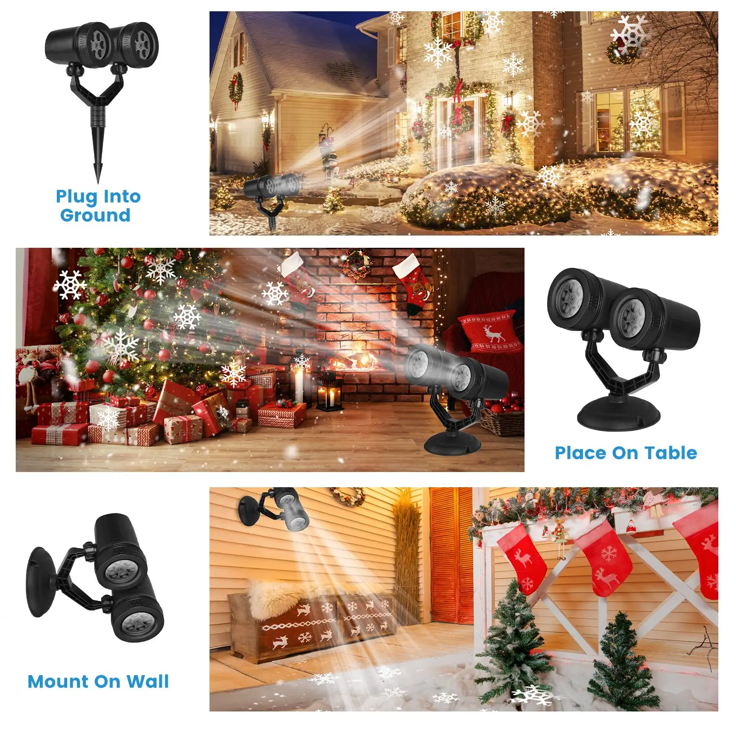Christmas Snowflake Projector Light Dual Head LED