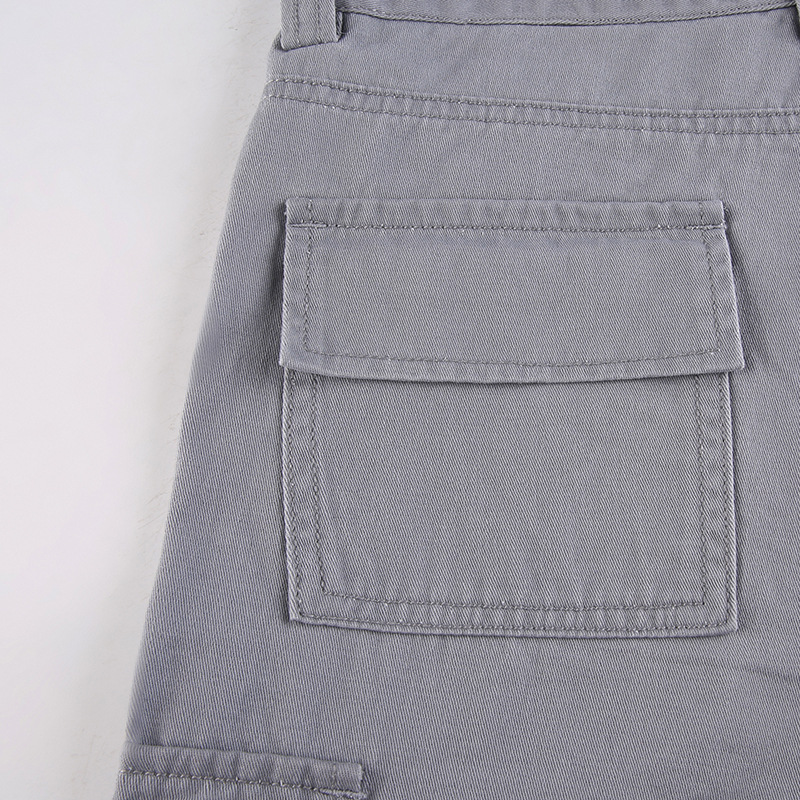 The New Multi-pocket Work Jeans Are Grey And High Waisted