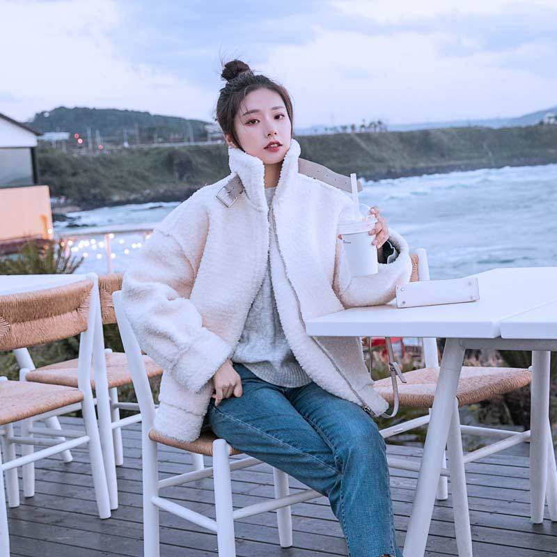 Women's Crystal Fleece Compound Lamb Wool Coat