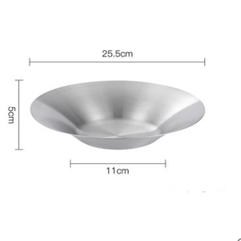 Title 3, Stainless Steel Dinner Golden Round Fruit Plate