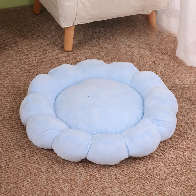 50x50cm Multi Color Petal Dog And Cat Nest Cute Half Surrounded Double Sided Short Plush Comfortable And Soft Pet And Cat Beds Blue - Shop at LoveMi