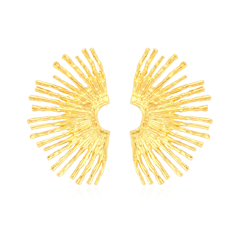 Retro Temperament Golden Fan-shaped Leaf Earrings