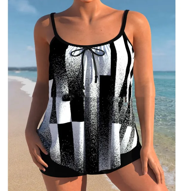 Women's Plus Size Skirt Bikini Printed Swimsuit Black - Shop at LoveMi