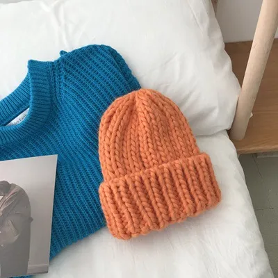 Sweet Candy Color Cute Wool Hat Women Thickened Orange - Shop at LoveMi