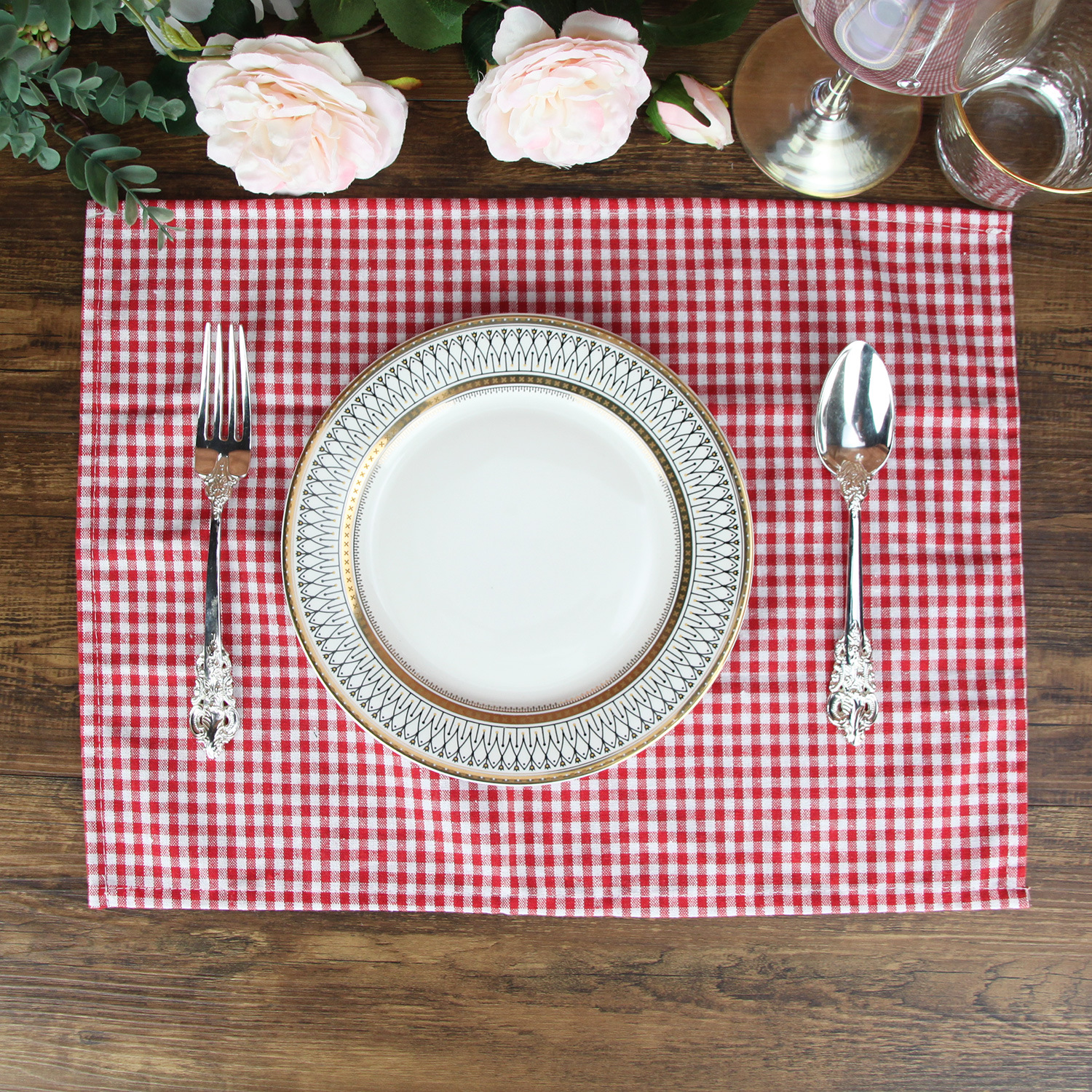 Title 7, Plaid Polyester Cotton Western Food Placemat Te...