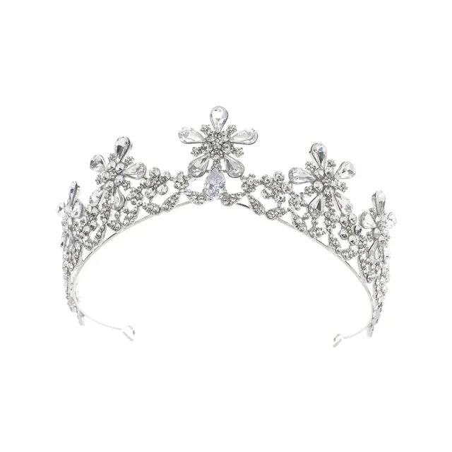 Zircon Crown Hair Accessories Bridal Wedding Makeup Silver - Shop at LoveMi