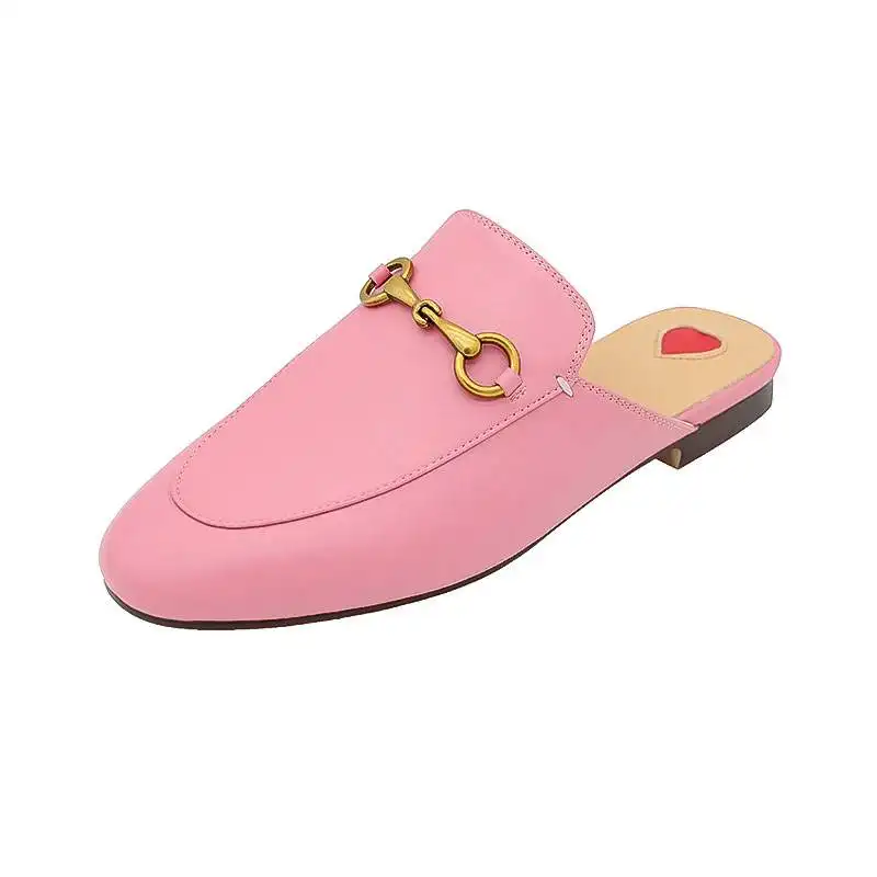 Horsebit Baotou Half Slippers Women's Outer Wear Leather Sandals