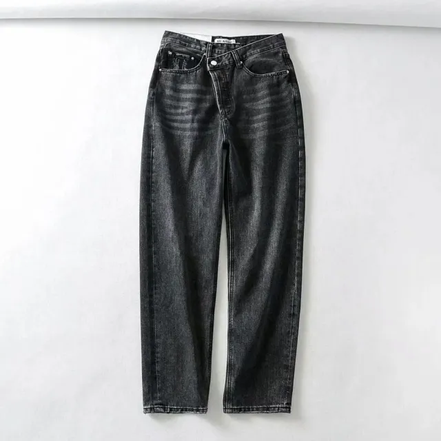 High Waist Denim Straight leg Pants Ins European And American Style Old Pants Trousers Black - Shop at LoveMi