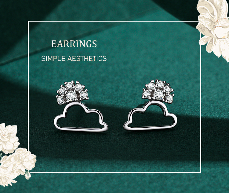 S925 Sterling Silver Cloud Hollow Stud Earrings
