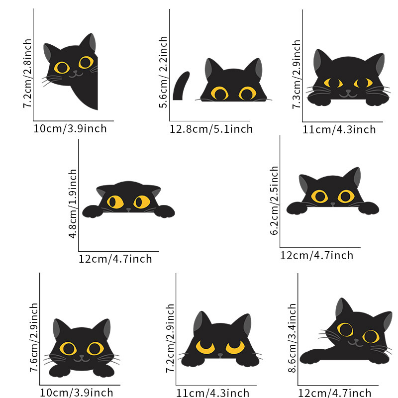 Cartoon black kitten halloween party atmosphere window