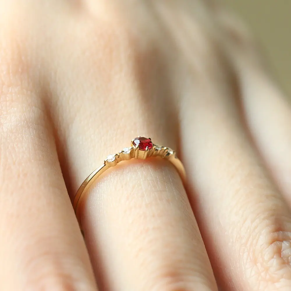 Fashionable Ruby with Diamonds Women's 16k Gold