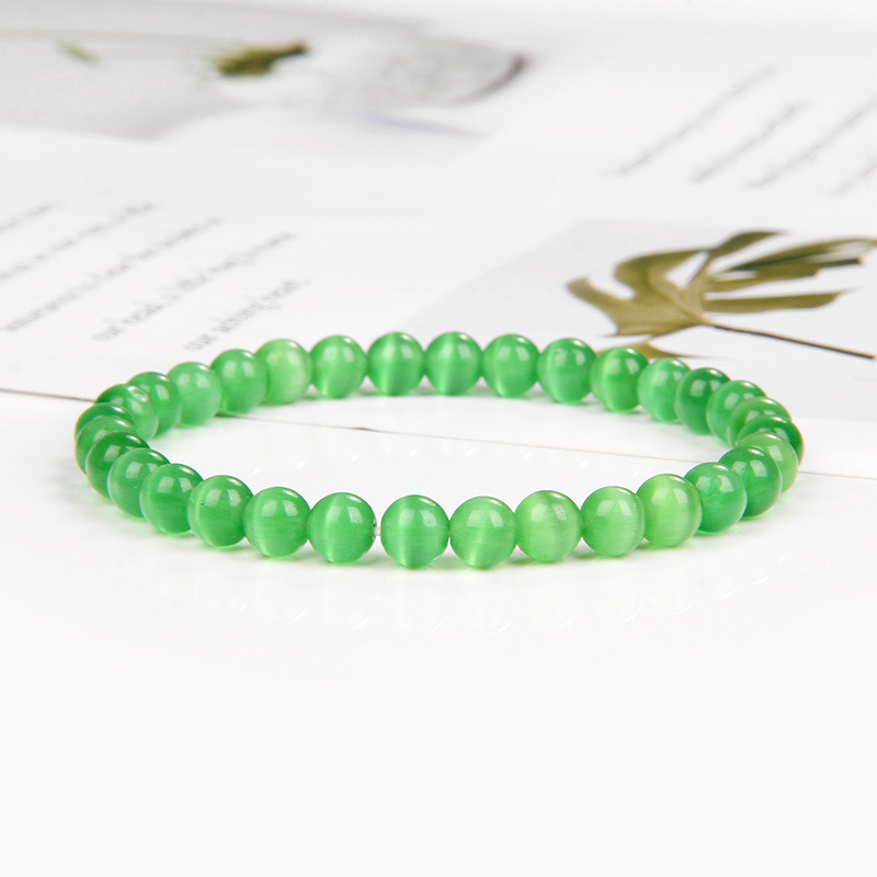 6mm Natural Frosted Blue Stone Pierced Elastic Bracelet