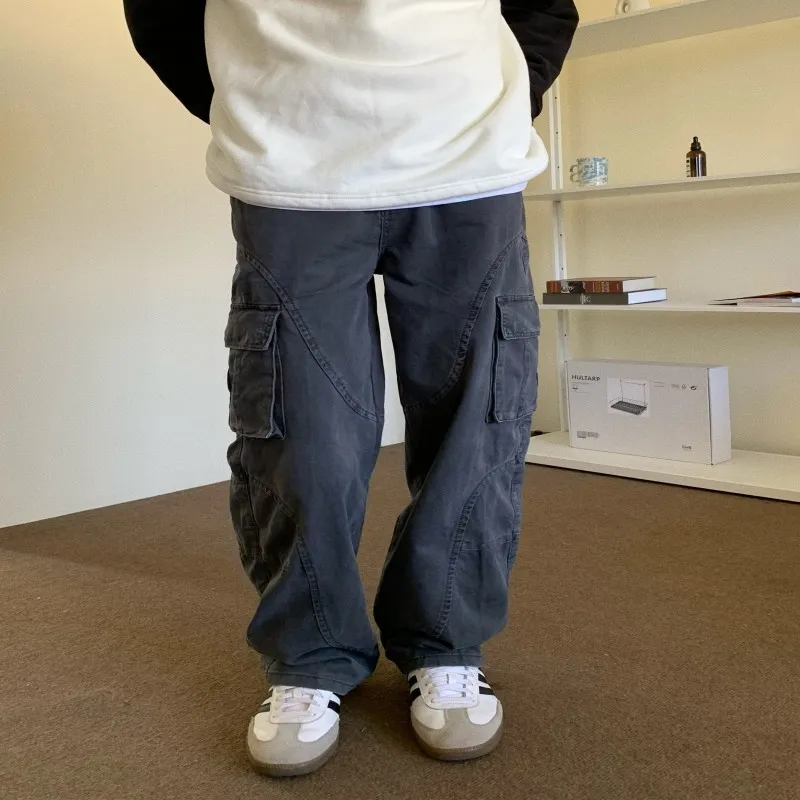 Wide Leg Jeans Men And Women Loose American Street Japanese - Gray